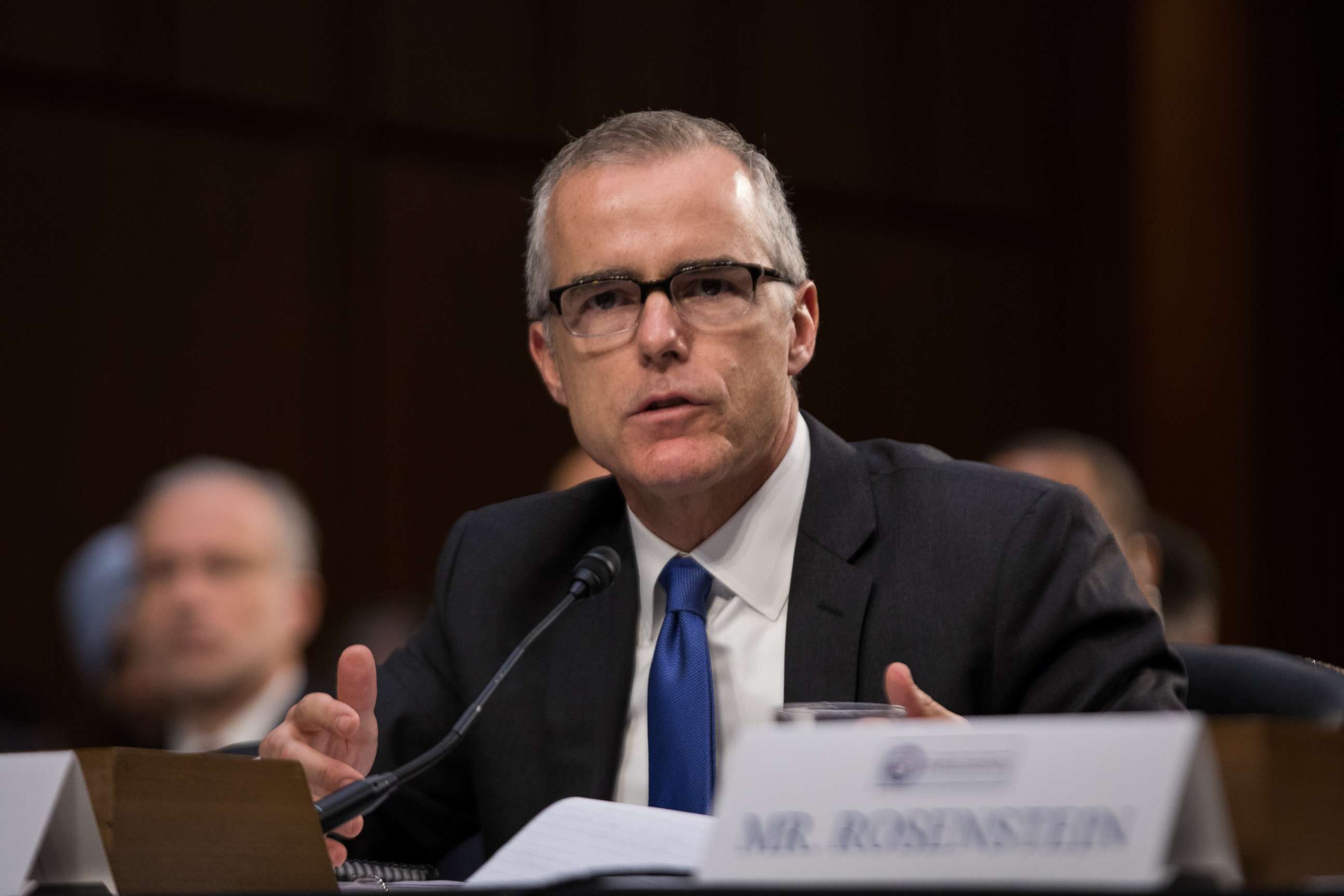 PHOTO: Acting FBI Director Andrew McCabe, testified in front of the Senate Intelligence Committee, on Capitol Hill, June 7, 2017. 