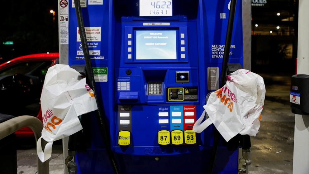 PHOTO: A view of a gas station that ran out of fuel as Hurricane Milton approaches, in Tampa, Fla., Oct. 6, 2024. 