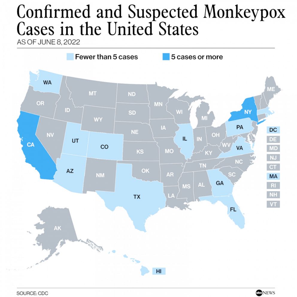 PHOTO: Confirmed and Suspected Monkeypox Cases in the U.S.