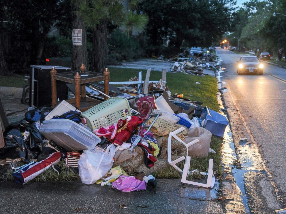 PHOTO: Furniture is seen abandoned on a roadside in Baton Rouge, Aug. 20, 2016. 