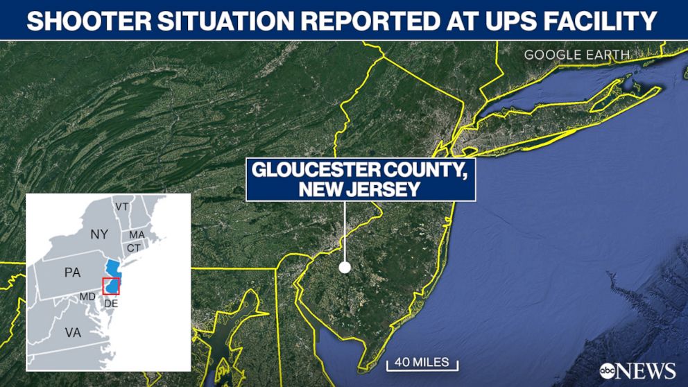 PHOTO: An active shooter incident has been reported at a UPS facility in southern New Jersey.