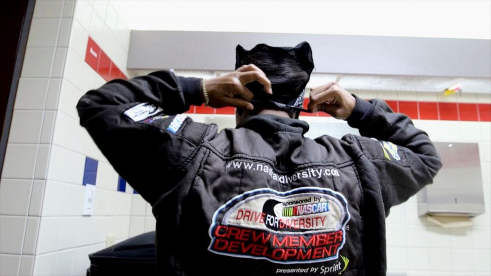 PHOTO: Tire changer Brehanna Daniels is one of the only women who pit for NASCAR