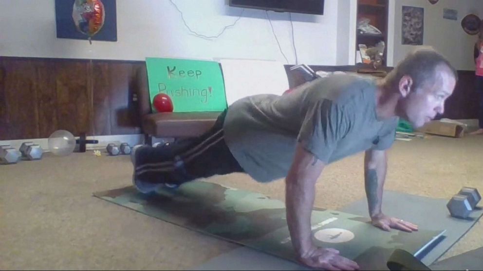 PHOTO: Former Army Sgt. Nathan Tirey on the last day of his personal push-up challenge. 