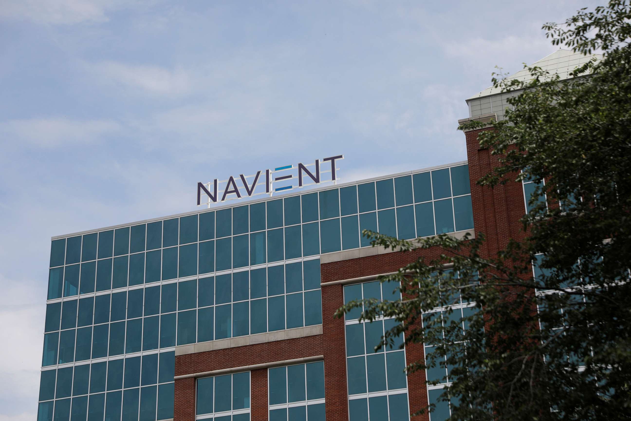 PHOTO: Signage is seen on the offices of Navient in Wilmington, Del., June 9, 2021. 