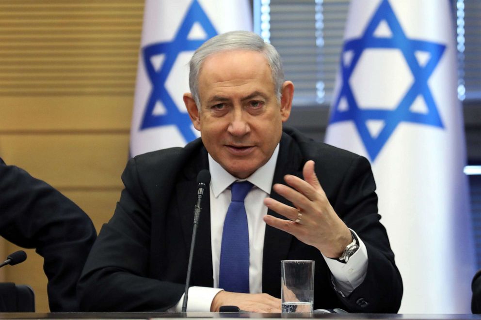 PHOTO: Israeli Prime Minister Benjamin Netanyahu speaks during a meeting of the right-wing bloc at the Knesset (Israeli parliament) in Jerusalem, Nov. 20, 2019.