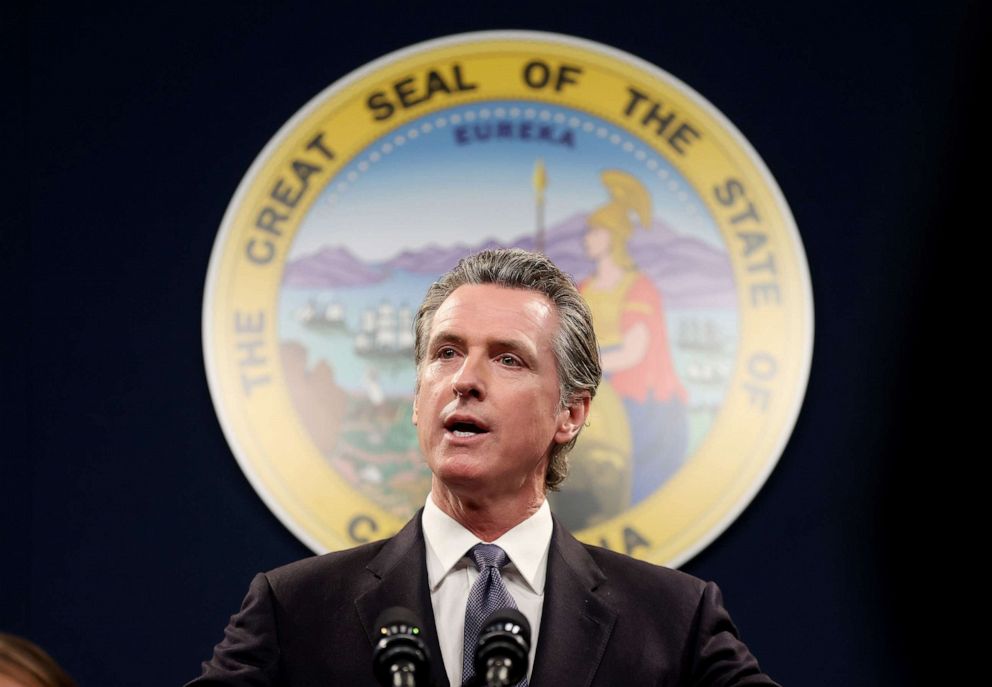 PHOTO: California Gov. Gavin Newsom speaks during a press conference, Feb. 1, 2023, in Sacramento, Calif.