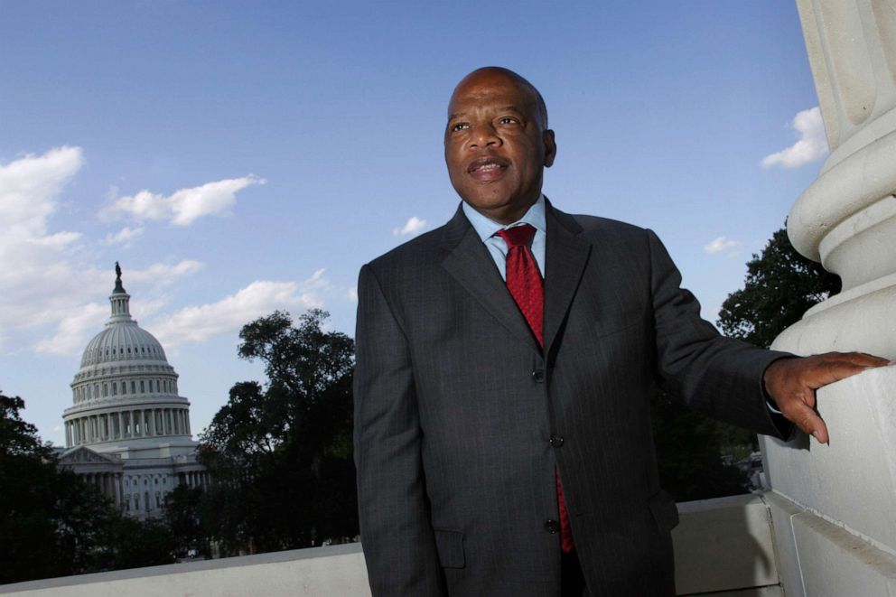 PHOTO: FILE - In this Wednesday, Oct. 10, 2007, file photo, with the Capitol Dome in the background, U.S. Rep. John Lewis, D-Ga., is seen on Capitol Hill in Washington. Lewis died Friday, July 17, 2020. 