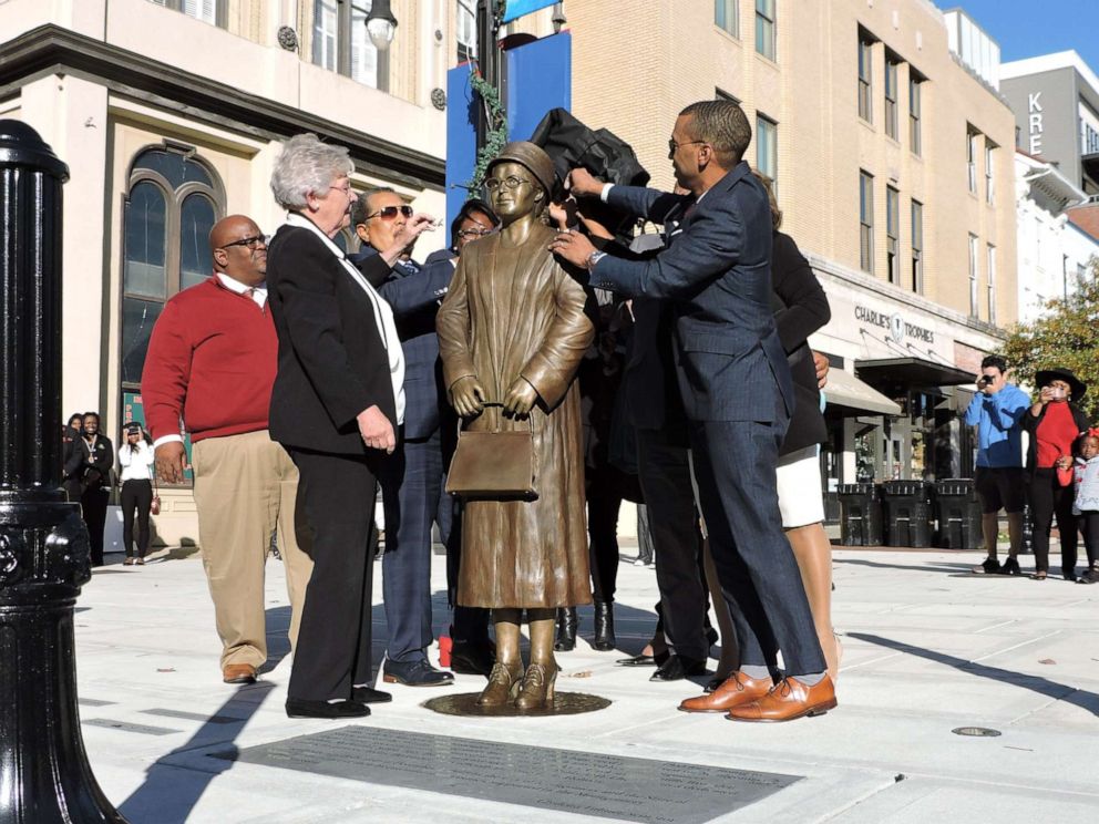 PHOTO: City and state officials unveiled a new statue of Rosa Parks on Sunday, Dec. 1, 2019, in in Montgomery, Alabama.