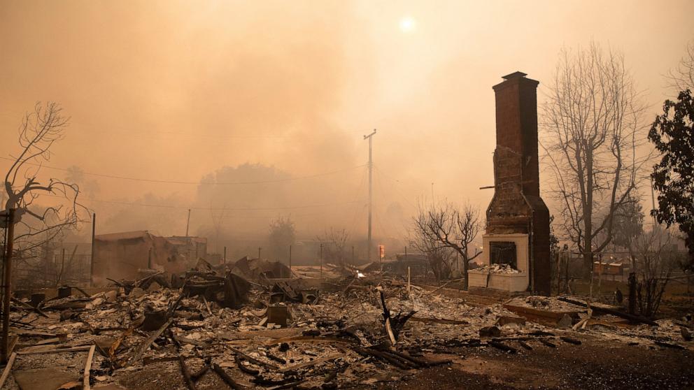 PHOTO: This photo shows a destroyed building in Pasadena, California, on Jan. 8, 2025.