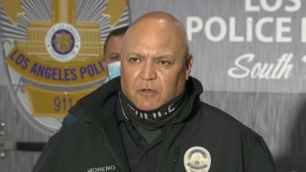 PHOTO: LAPD Detective Ryan Moreno speaks to the press on Tuesday, Nov. 24 as he appeals to the public for information following the death of Jose Fuentes in Los Angeles, California, after he was run over by three separate drivers who fled the scene.