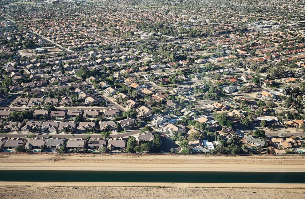 PHOTO: The Central Arizona Project carries Colorado River water, Oct. 25, 2022, outside suburbs in Phoenix.