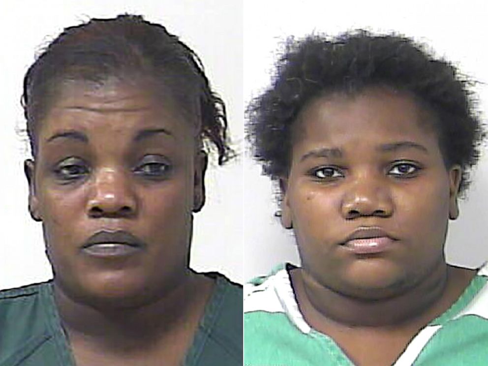 PHOTO: Marie Pierre and Julie Belliard in police booking photos. 