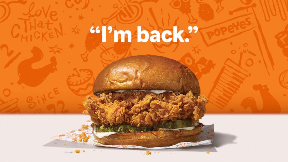 PHOTO: Popeyes announced its popular chicken sandwich will be back on the menu Sunday Nov. 3.