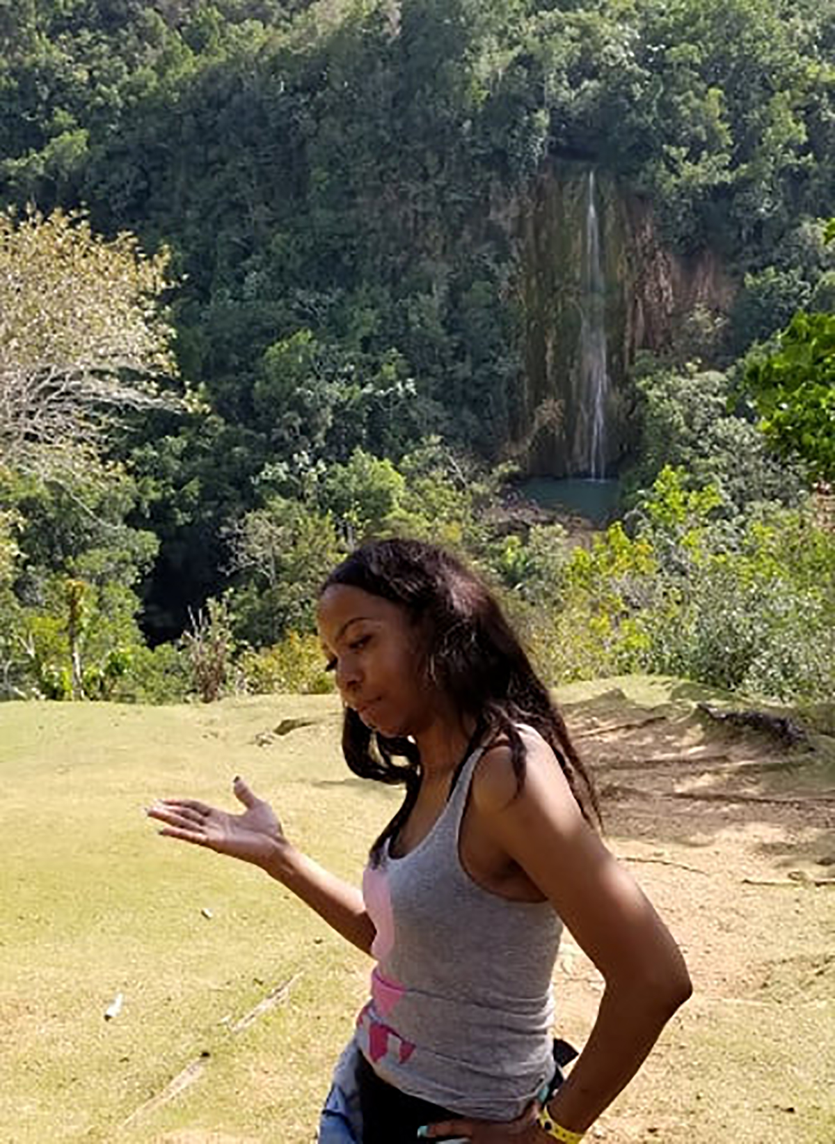 PHOTO: Portia Ravenelle is seen in this image taken March 26, 2019 at the waterfall of El Limon, Samana, Dominican Republic.