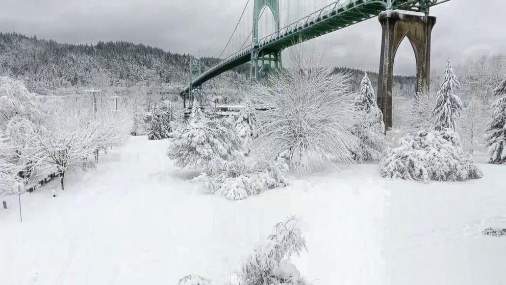 Video Drone Video Captures Snow Day in Portland ABC News