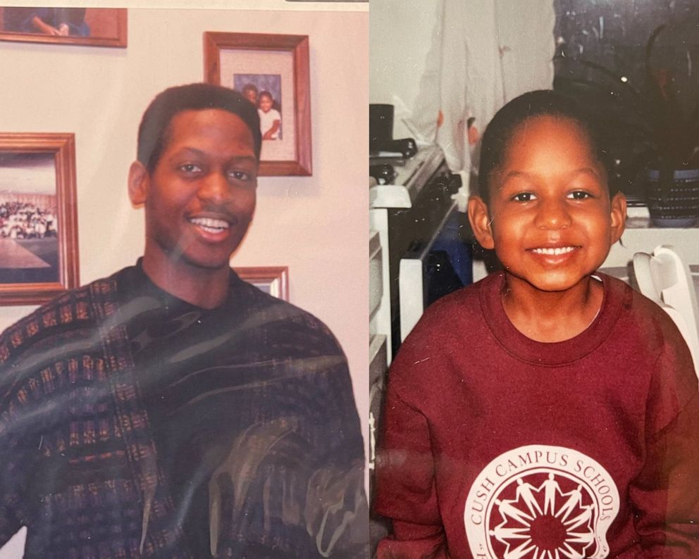 PHOTO: Shawn Powell pictured alongside a photograph of his son Joshua Powell.