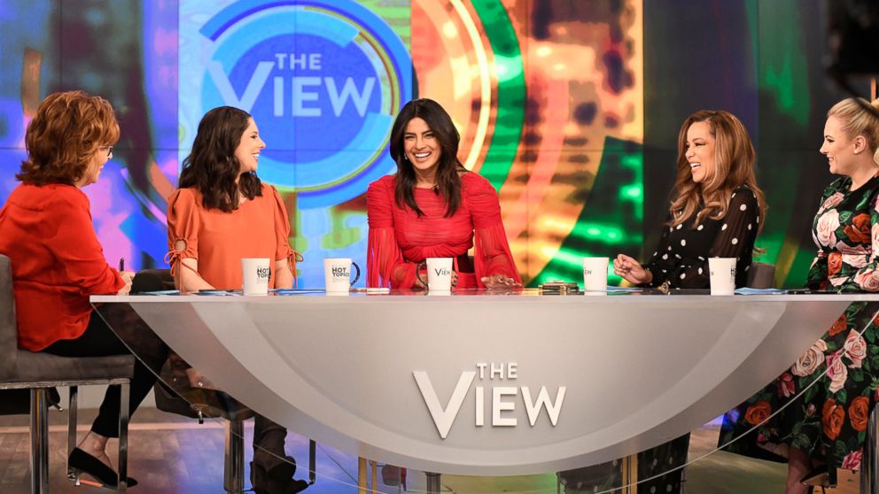 PHOTO: Priyanka Chopra discusses her marriage to Nick Jonas with "The View" co-hosts Abby Huntsman, Joy Behar, Sunny Hostin, and Meghan McCain, March 19, 2019.

