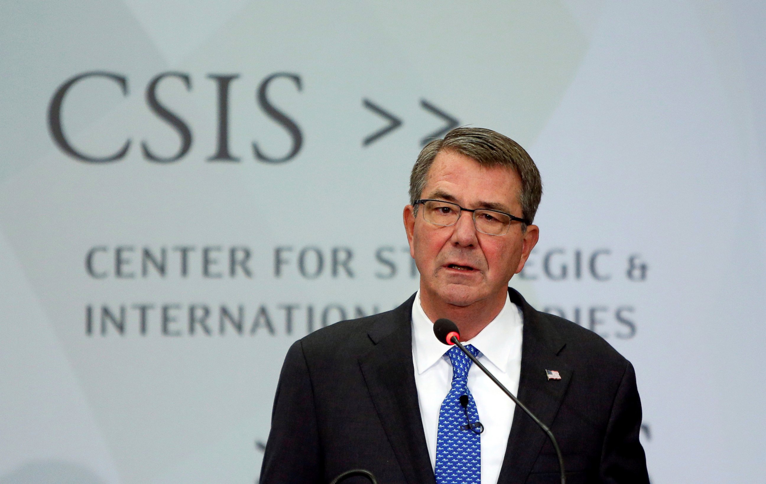 PHOTO: U.S. Defense Secretary Ash Carter speaks at the Center for Strategic and International Studies in Washington, Oct. 28, 2016.