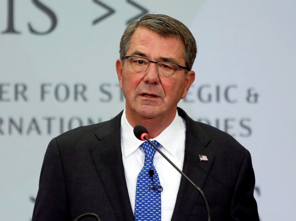 PHOTO: U.S. Defense Secretary Ash Carter speaks at the Center for Strategic and International Studies in Washington, Oct. 28, 2016.