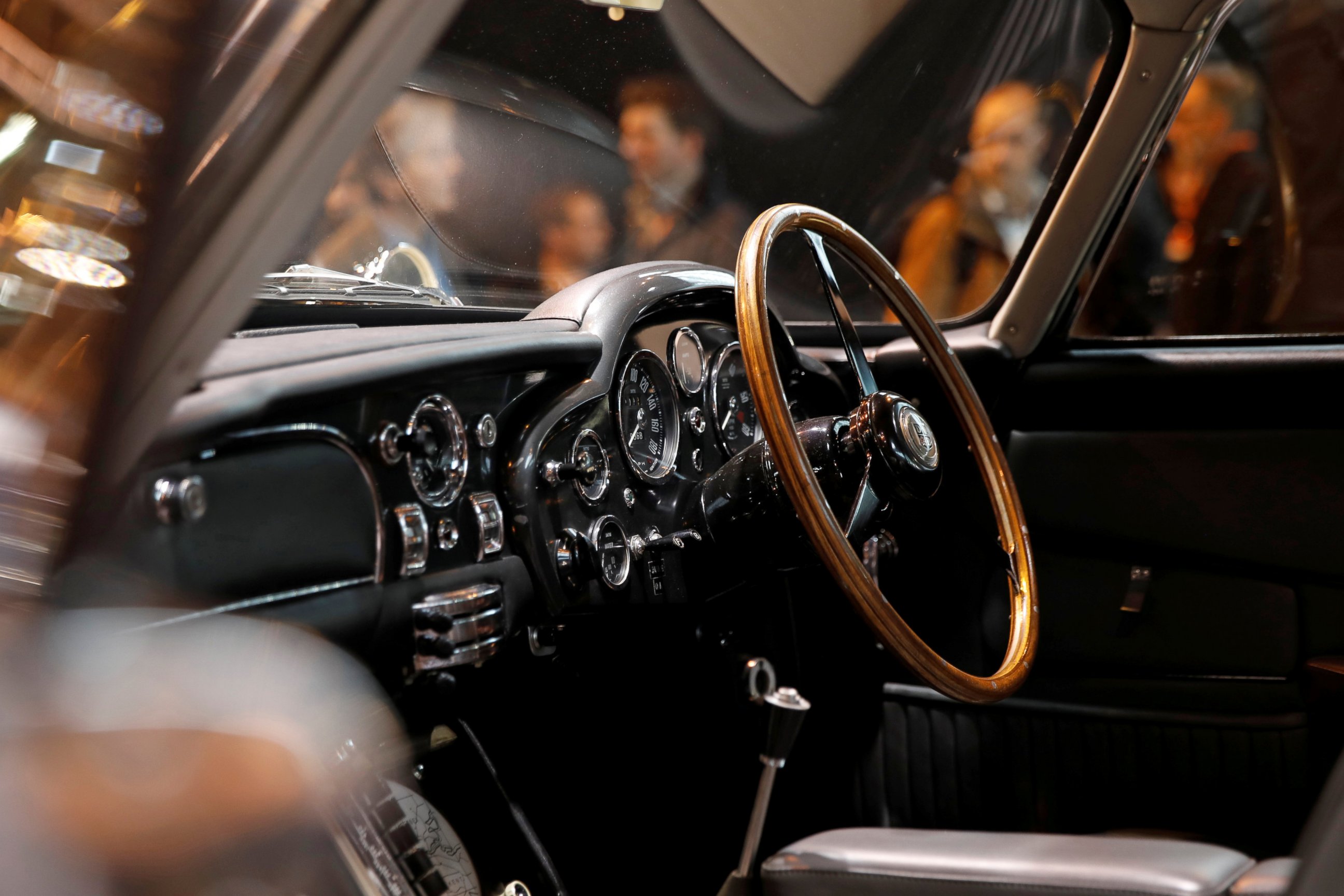 PHOTO: The 1964 Aston Martin DB5 driven by actor Sean Connery as James Bond in both Goldfinger and Thunderball films is displayed at the Paris Retromobile fair in Paris, France, Feb. 8, 2017.