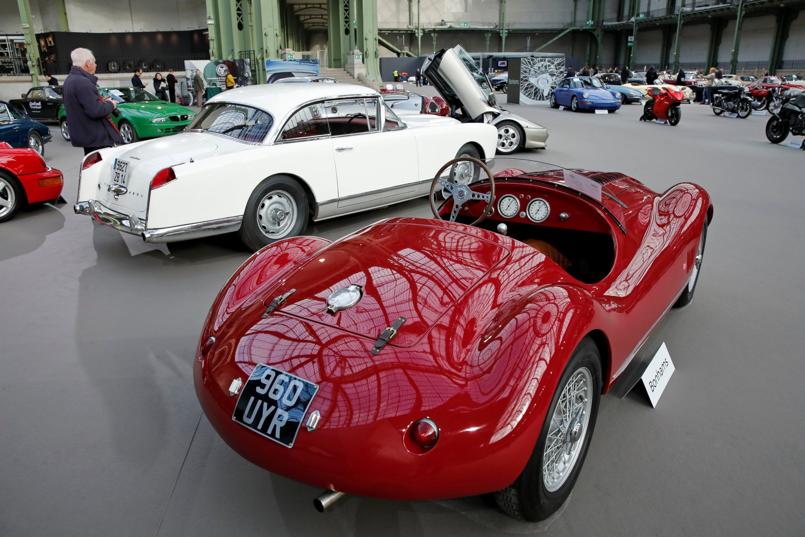 PHOTO: A OSCA-Maserati 1.5-Litre Barchetta Evocation is displayed during an exhibition of vintage and classic cars  by Bonhams auction house at the Grand Palais during the Retromobile week in Paris, France, Feb. 8, 2017. 