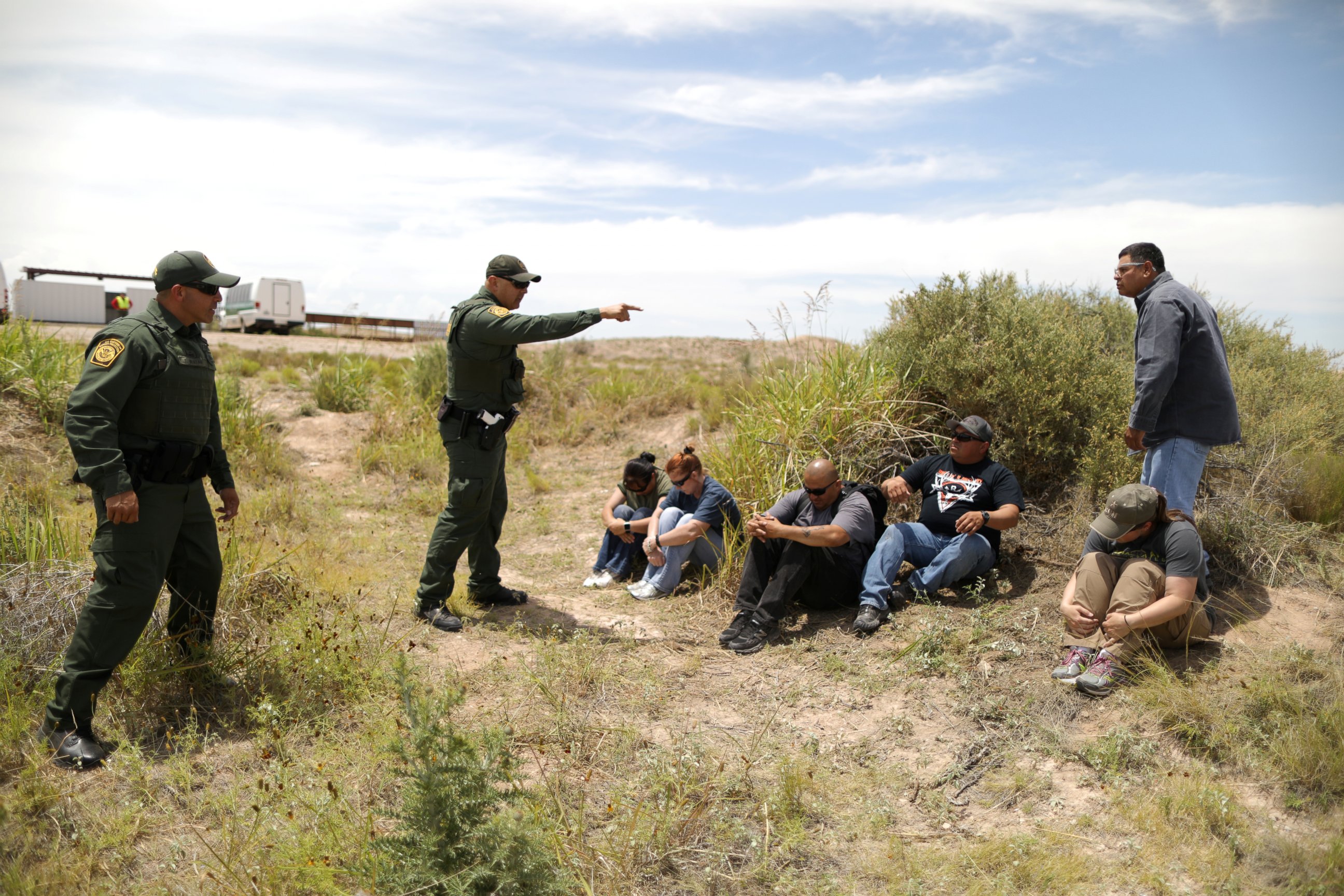 PHOTO: Border patrol agents demonstrate a training exercise with actors playing the roles of migrants at the United States Border Patrol Academy in Artesia, New Mexico, June 8, 2017. 