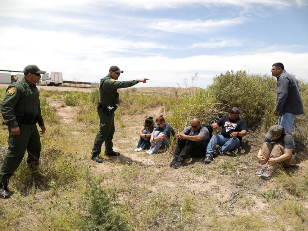 PHOTO: Border patrol agents demonstrate a training exercise with actors playing the roles of migrants at the United States Border Patrol Academy in Artesia, New Mexico, June 8, 2017.