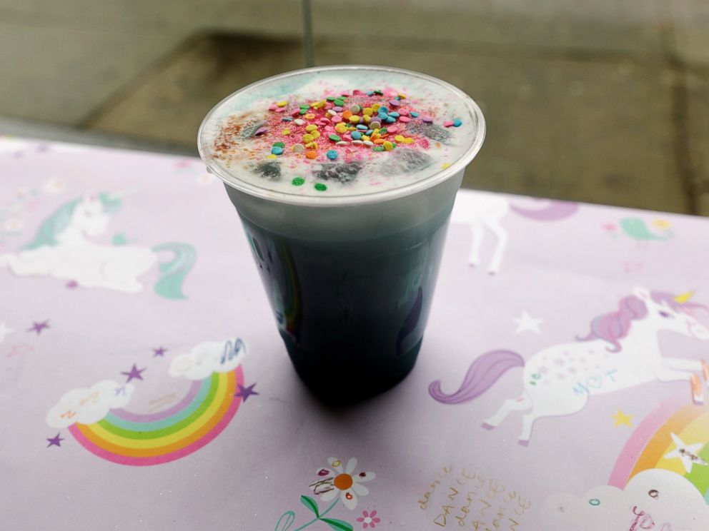 PHOTO An Iced Unicorn Latte Is Pictured At The Cafe End In New York PHOTO An Iced Unicorn Latte Is Pictured At The Cafe End In New York