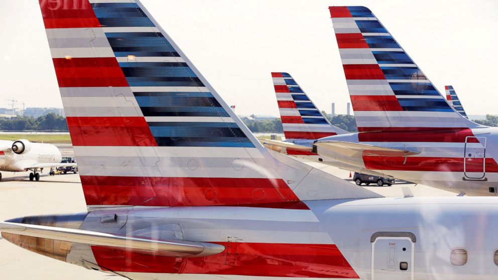 PHOTO: American Airlines aircraft are parked at Ronald Reagan Washington National Airport in Washington, D.C.