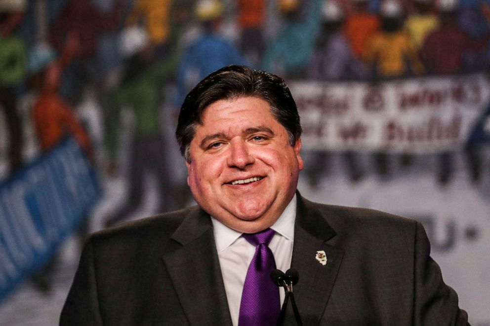 PHOTO: In this file photo, Ill. Governor J.B. Pritzker delivers remarks at the North America's Building Trades Unions (NABTU) 2019 legislative conference in Washington on April 9, 2019.