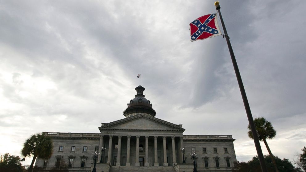 PHOTO: A Confederate flag flies outside the South Carolina State House in Columbia, S.C., Jan. 17, 2012. 