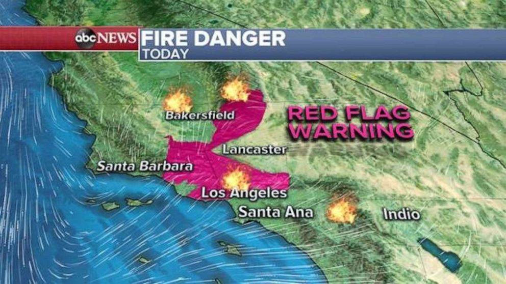 PHOTO: Santa Ana winds are making it difficult for firefighters to contain the raging wildfires in California. 