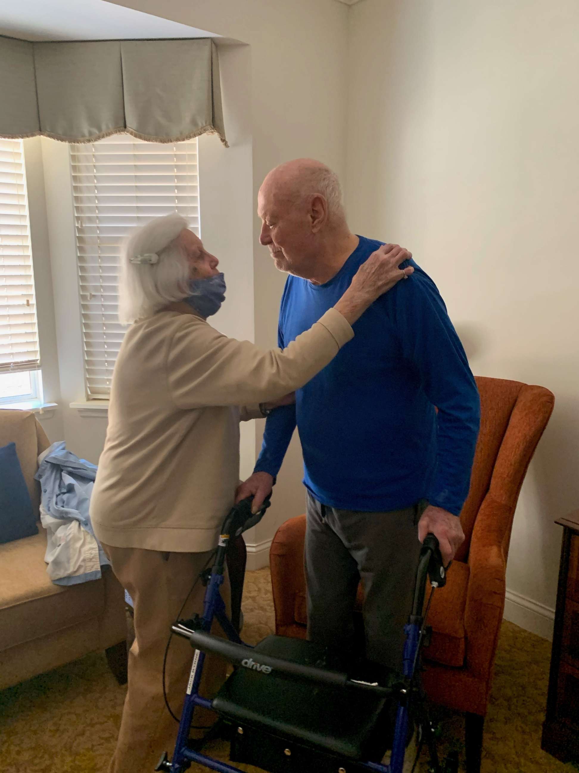 PHOTO: Virginia, 95, and Jack Byrne, 94, pictured, were able to celebrate their 72nd wedding anniversary together after spending more than a year apart.