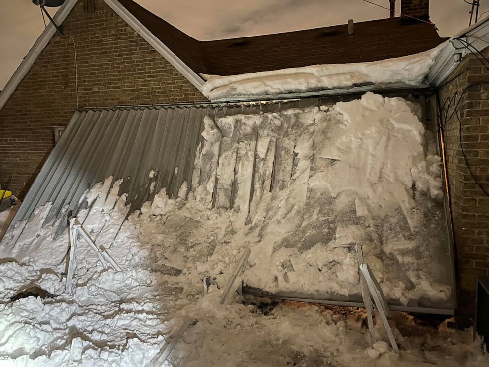PHOTO: A woman in her 50's was rescued by the Schiller Park Fire Department after being trapped in her backyard in frigid temperatures when the awning of her home suddenly gave way and came down on top of her on Monday, Feb. 22, 2021.
