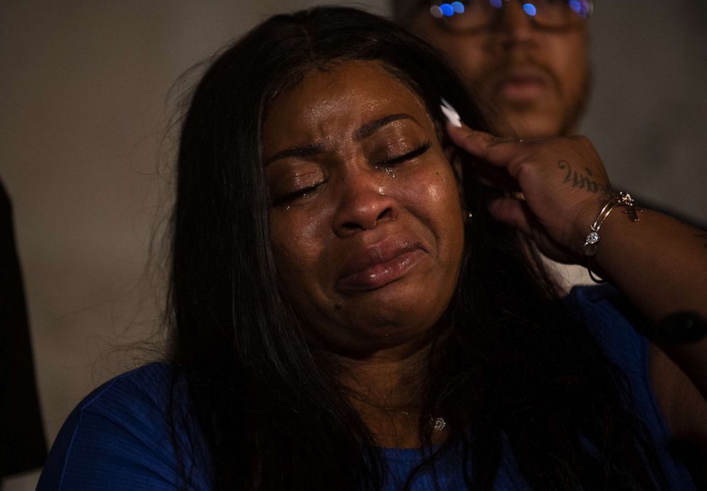 PHOTO: MINNEAPOLIS, MN - JUNE 2: Roxie Washington, the mother of George Floyd's daughter Gianna Floyd, speaks at a press conference on June 2, 2020 in St. Paul, Minnesota. 