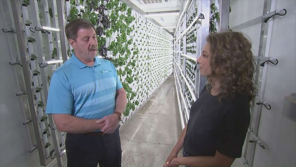 PHOTO: Rusty Walker, pictured with ABC News' Ginger Zee, is the CEO of Farmbox Food in Sedalia, Colorado.