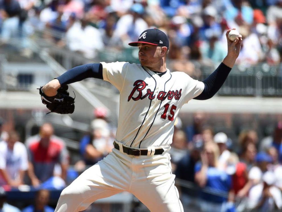 PHOTO: Atlanta Braves starting pitcher Sean Newcomb on the mound against the Los Angeles Dodgers during the first inning at SunTrust Park.