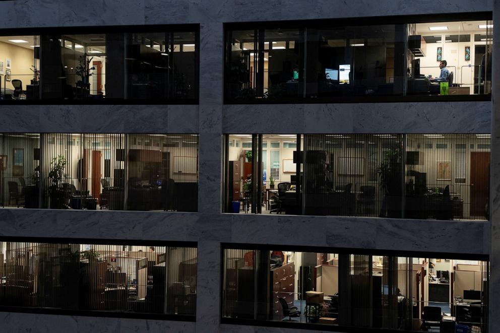 PHOTO: Senate staffers work inside the Hart Senate Office Building on Capitol Hill in Washington, D.C., on June 30, 2025.