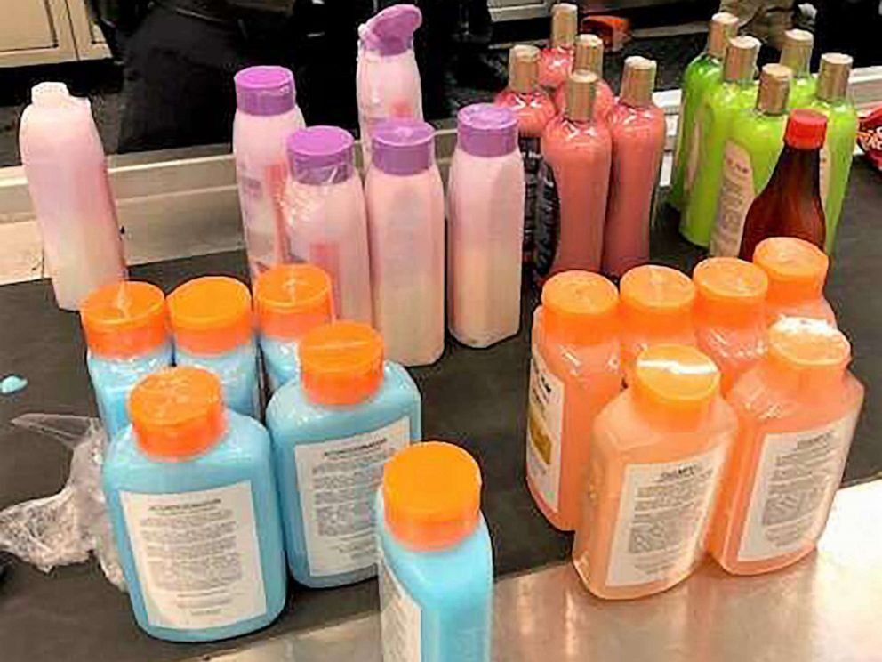 PHOTO: U.S. Customs and Border Protection officers working at the George Bush Intercontinental Airport intercepted a traveler attempting to smuggle 35 pounds of liquid cocaine into the United States in shampoo bottles, Nov. 11, 2019. 