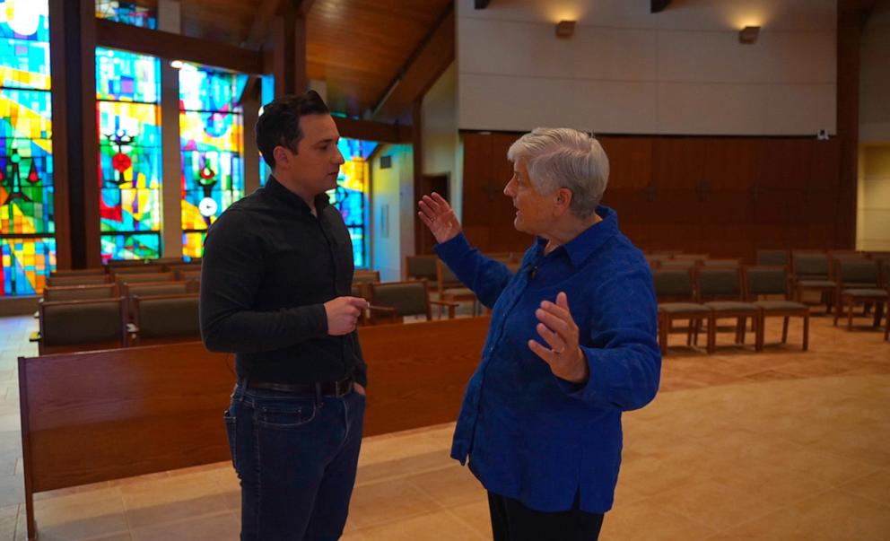 PHOTO: Sister Stephanie Schmidt of the Benedictine Sisters of Erie, Pa., talks with Jay O'Brien of ABC News, Oct. 30, 2024.