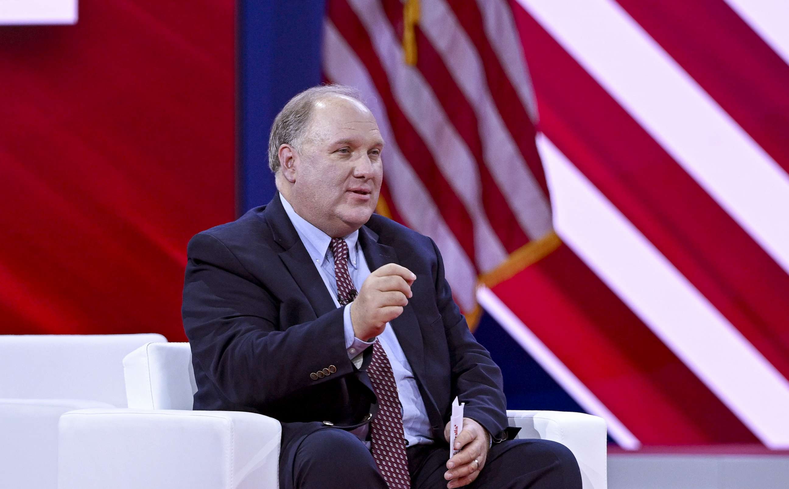 PHOTO: Journalist John Solomon delivers remarks as he attends the 2023 Conservative Political Action Conference (CPAC) at the Gaylord National Resort and Convention Center in National Harbor, Md., March 4, 2023.