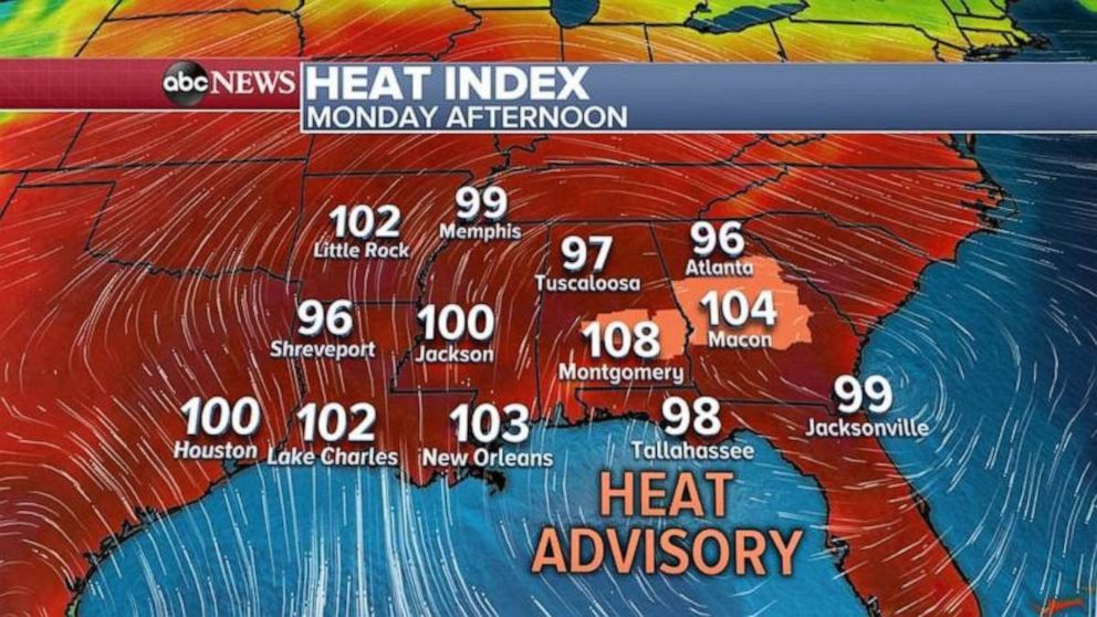 PHOTO: A severe heatwave will blanket the Southeast today with many areas topping triple digits.