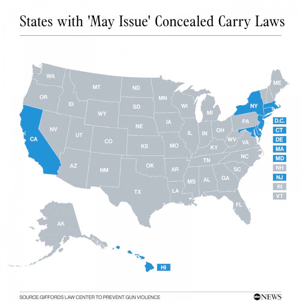 PHOTO:  States with 'may issue' concealed carry laws