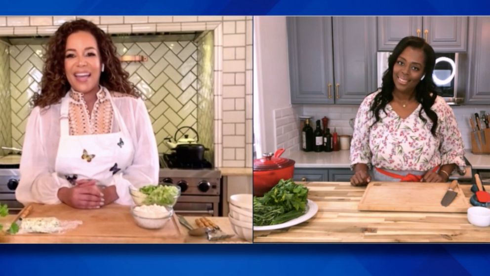 PHOTO: Chef and activist Millie Peartree shows "The View" co-hosts Sunny Hostin how to prepare an herb rice pilaf on Friday, April 16, 2021.