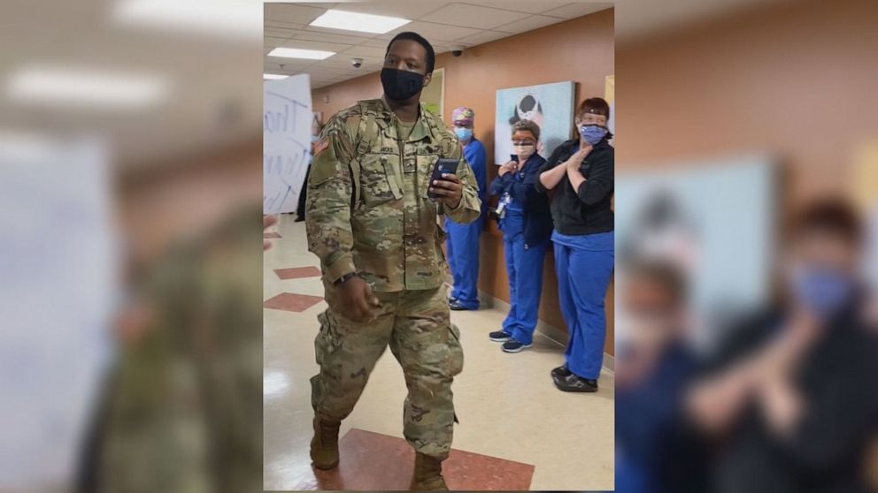 PHOTO: Pvt. Tyrell Hicks, who is stationed at Fort Leonard Wood in Missouri, was granted leave from the Army so that he could fly to Maryland and see his wife give birth on Jan. 22.