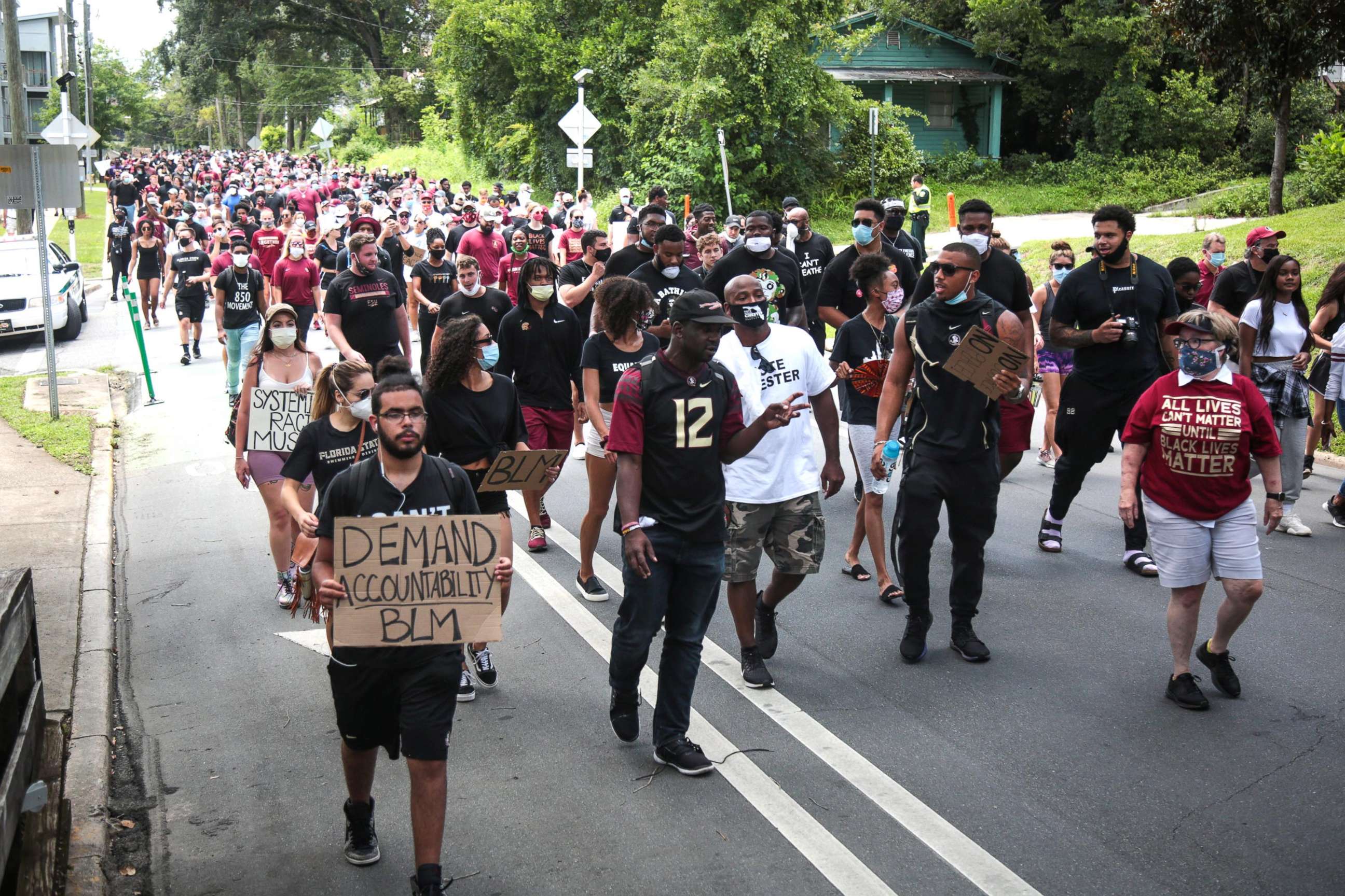 PHOTO: FSU students and community members marched to protest police brutality, June 14, 2020, in Tallahassee, Fla.