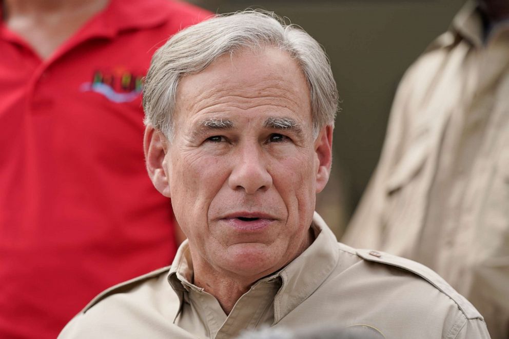 PHOTO: Texas Gov. Greg Abbott speaks during a news conference along the Rio Grande, Tuesday, Sept. 21, 2021, in Del Rio, Texas. 