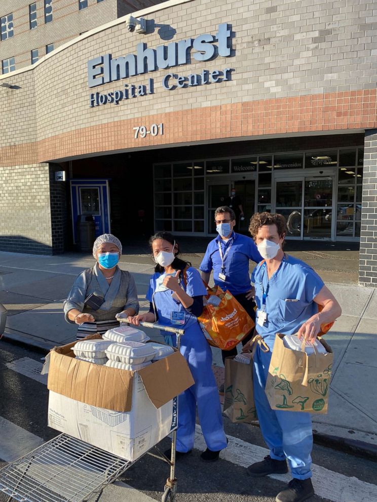 PHOTO: Members of the local Tibetan Women's Association have been delivering momo dumplings to workers at Elmhurst Hospital, where many Tibetans work in Queens, New York.