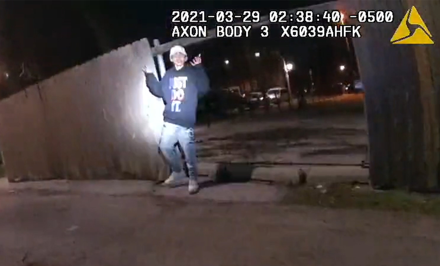 PHOTO: A still image from police body cam footage moments before Adam Toledo, 13, was shot and killed by police during a confrontation after a foot-chase in the early morning hours of March 29, 2021, in Chicago.