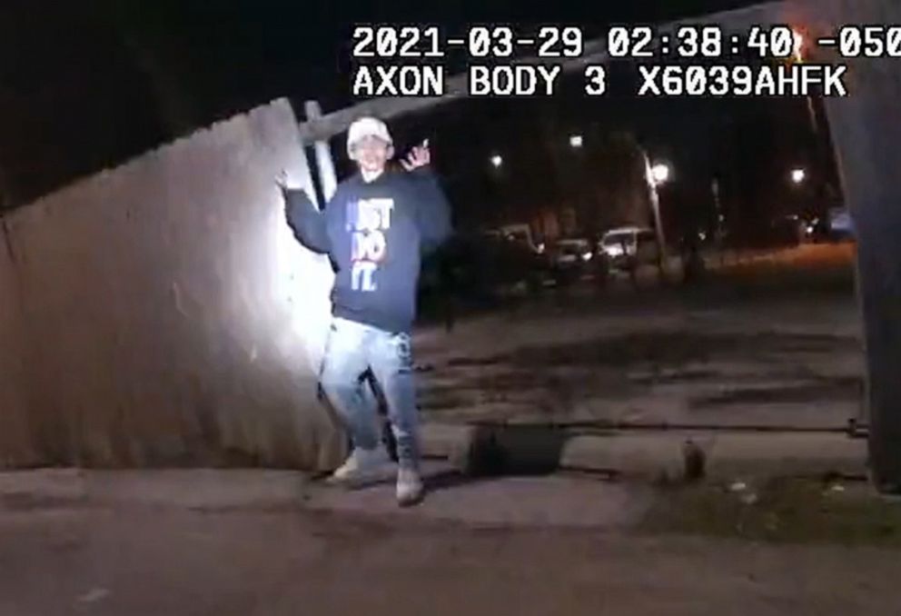 PHOTO: A still image from police body cam footage moments before Adam Toledo, 13, was shot and killed by police during a confrontation after a foot-chase in the early morning hours of March 29, 2021, in Chicago.